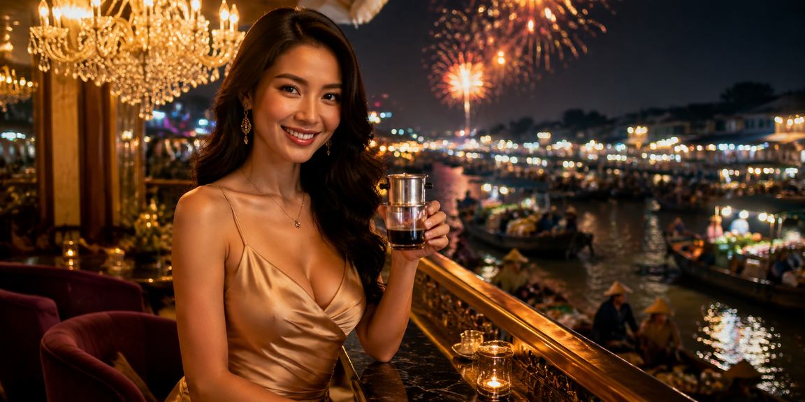 Người dùng Cần Thơ thư giãn với cà phê và chơi jackpot slot trên điện thoại